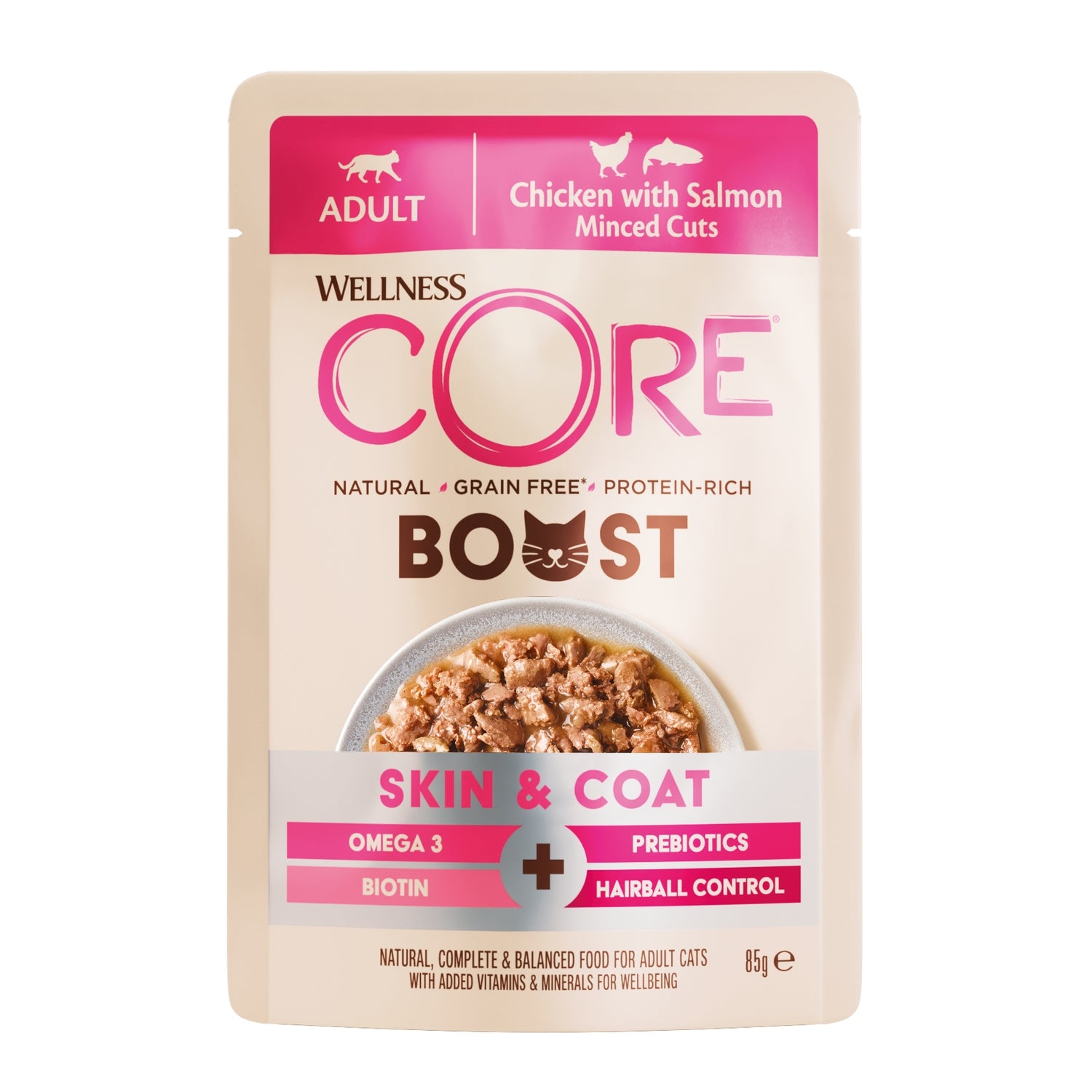 Wellness CORE Cat Boost Skin & Coat Chicken with Salmon 14 x 85g