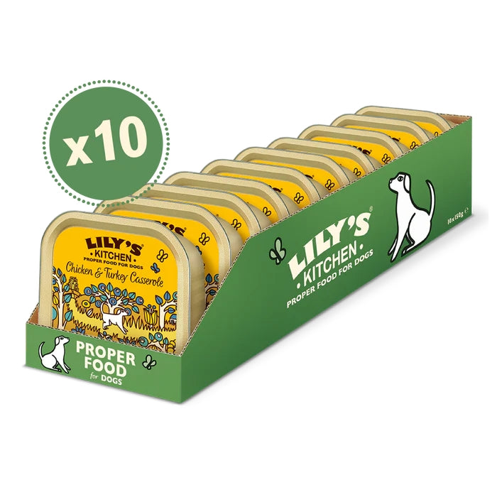 Lilys Kitchen Chicken and Turkey Casserole Trays 10 x 150g
