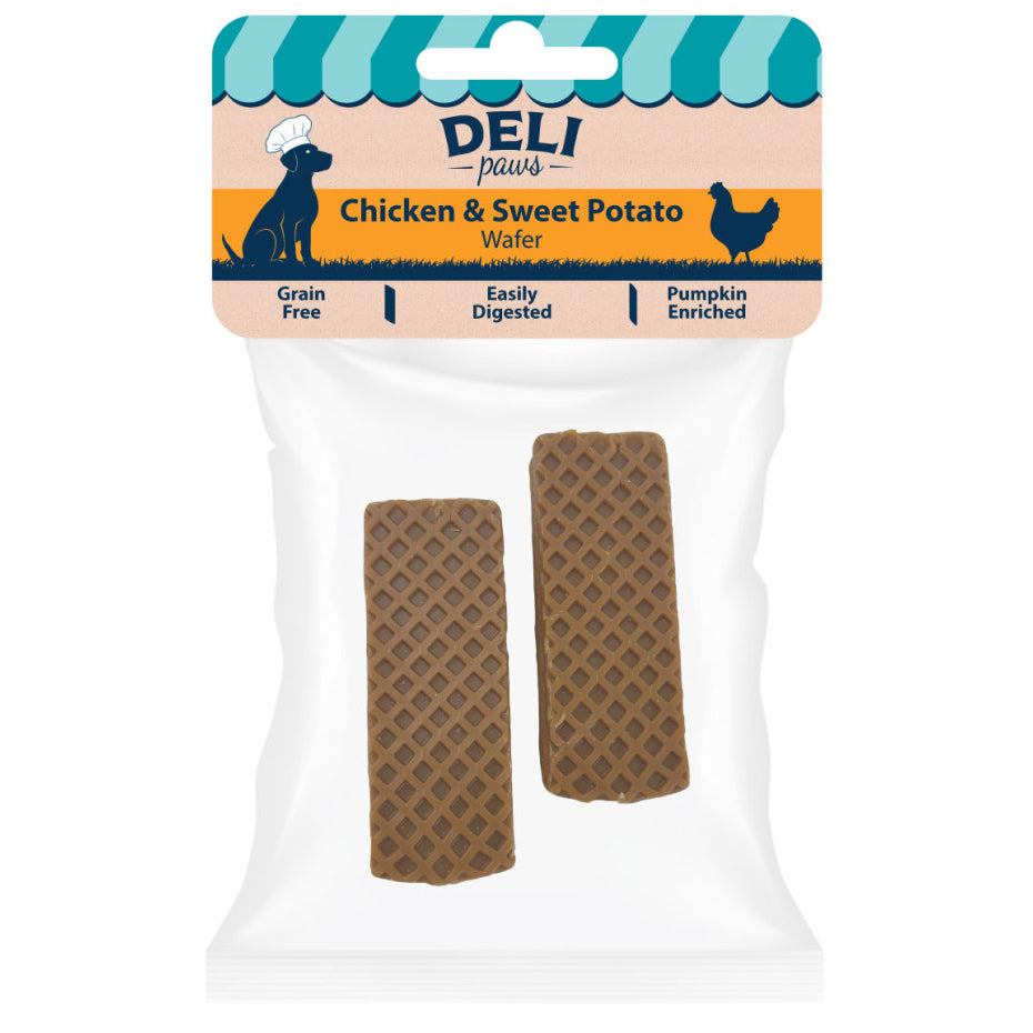 Deli Paws Wafers – Chicken & Sweet Potato Dog Treats 2pk