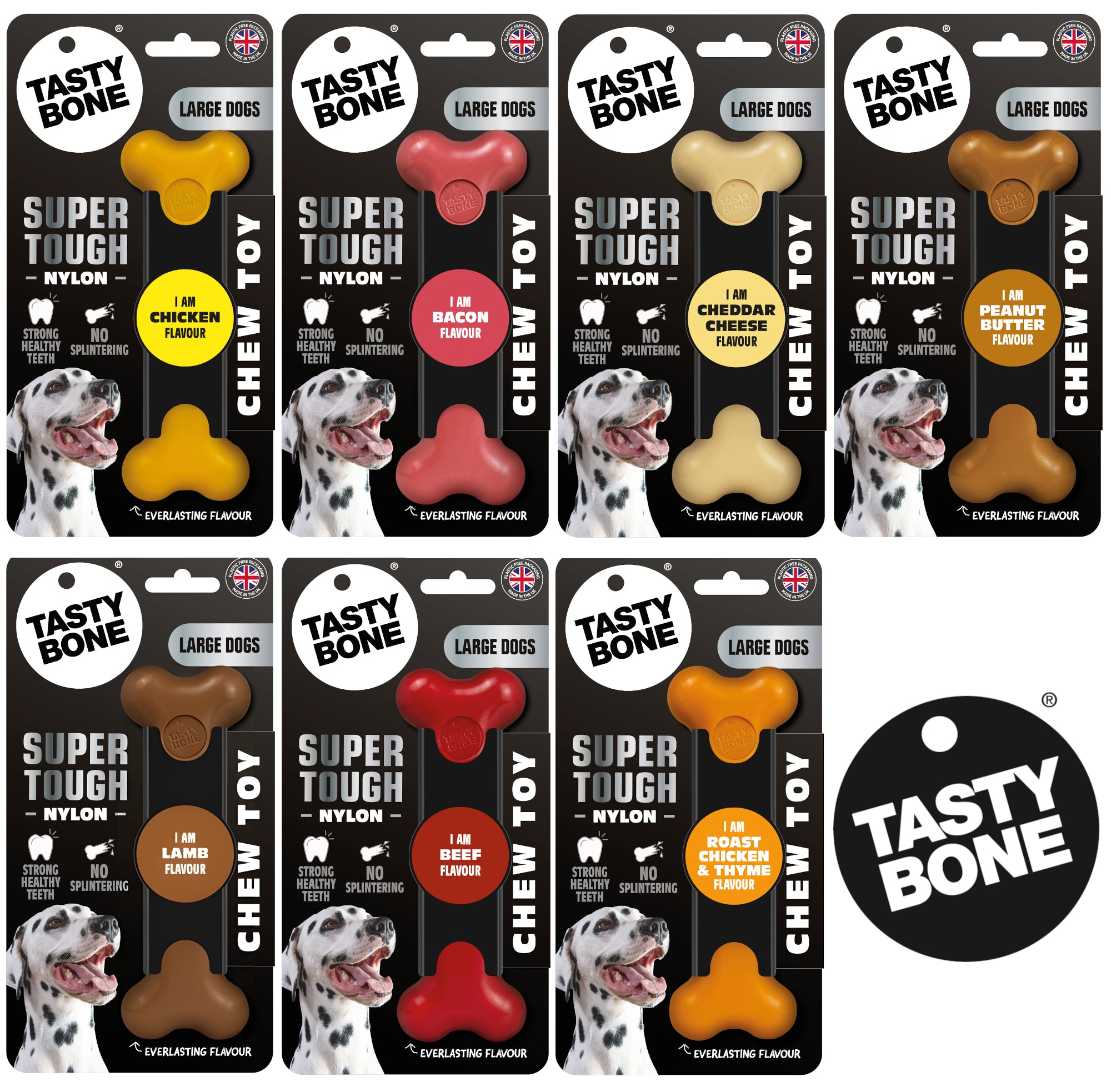 TastyBone Super Tough Nylon Dog Chews for Large Dogs 7 Flavours