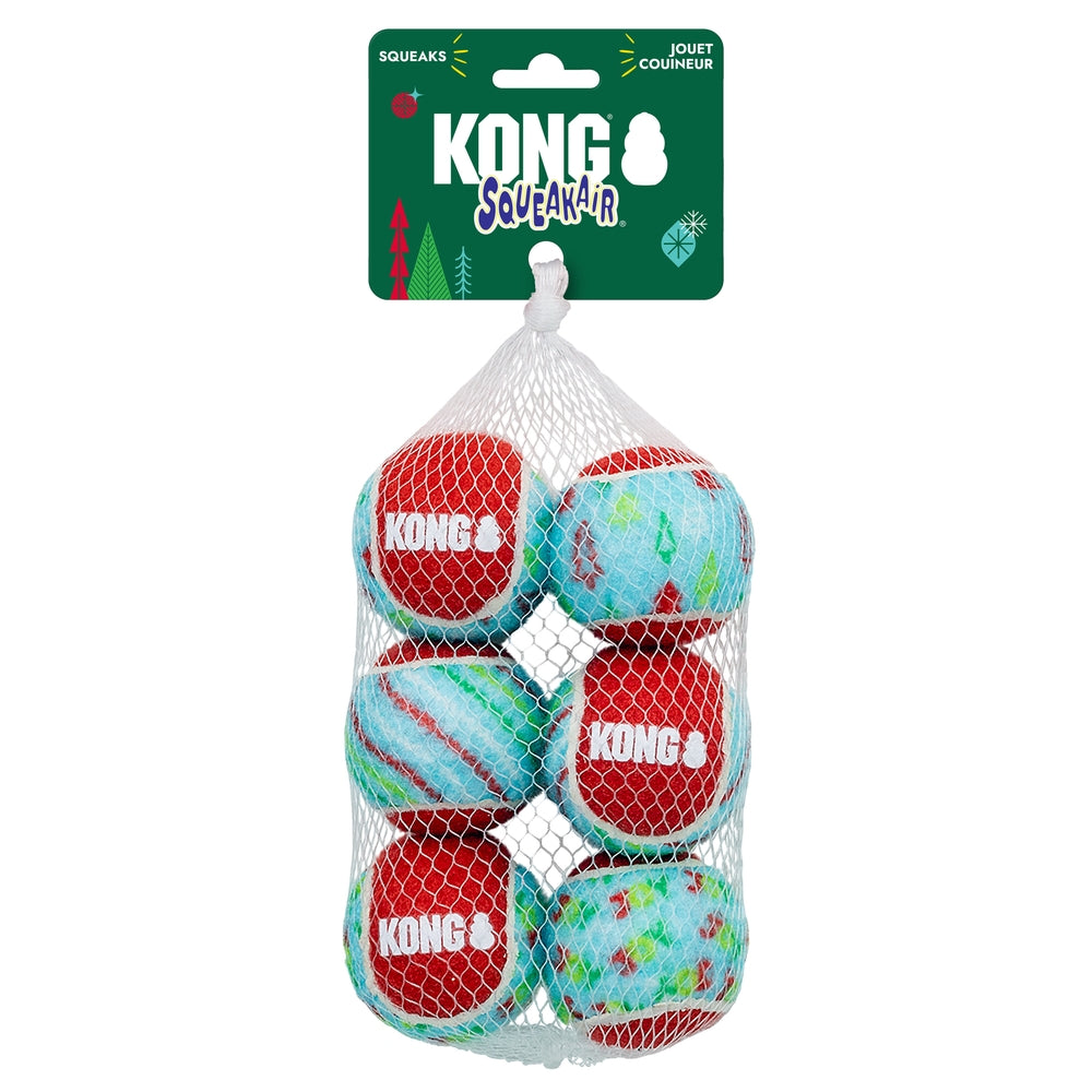 KONG Holiday SqueakAir Balls 6pk – 2026 Design