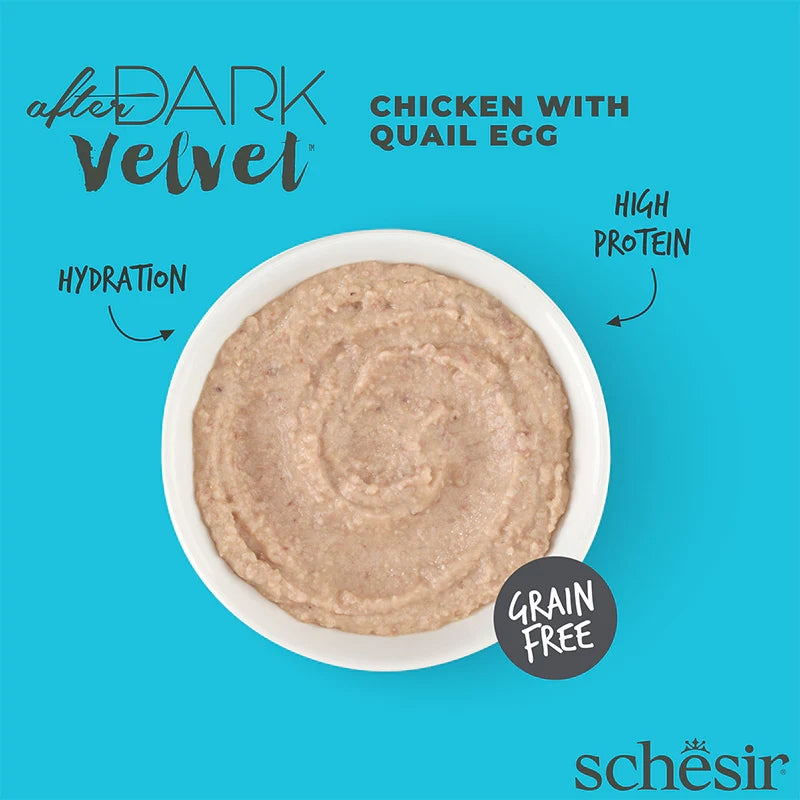 Schesir After Dark Velvet Mousse Adult Cat Chicken & Quail Egg 12 x 80g