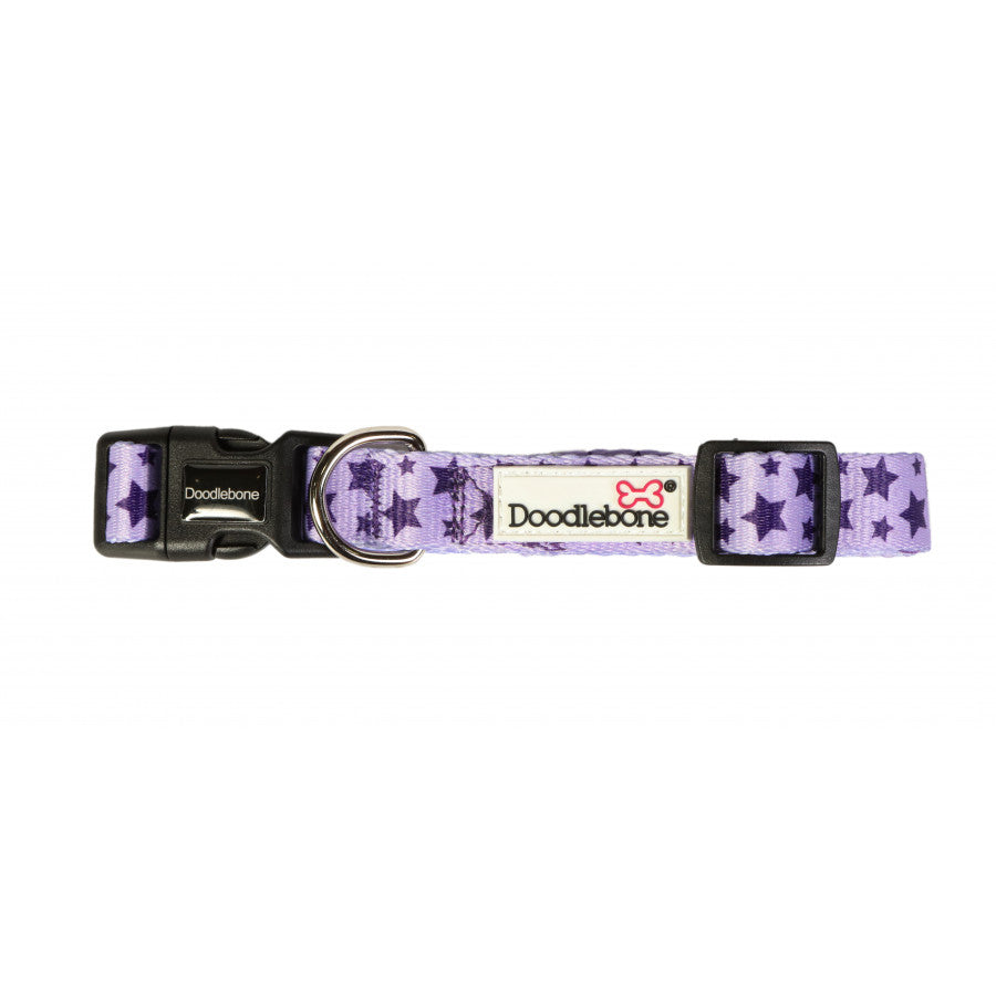 Doodlebone Originals Dog Collar Violet Stars 3 Sizes