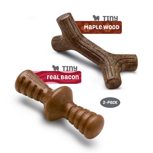 Benebone Tiny 2-Pack Maplestick & Zaggler Bacon Flavour