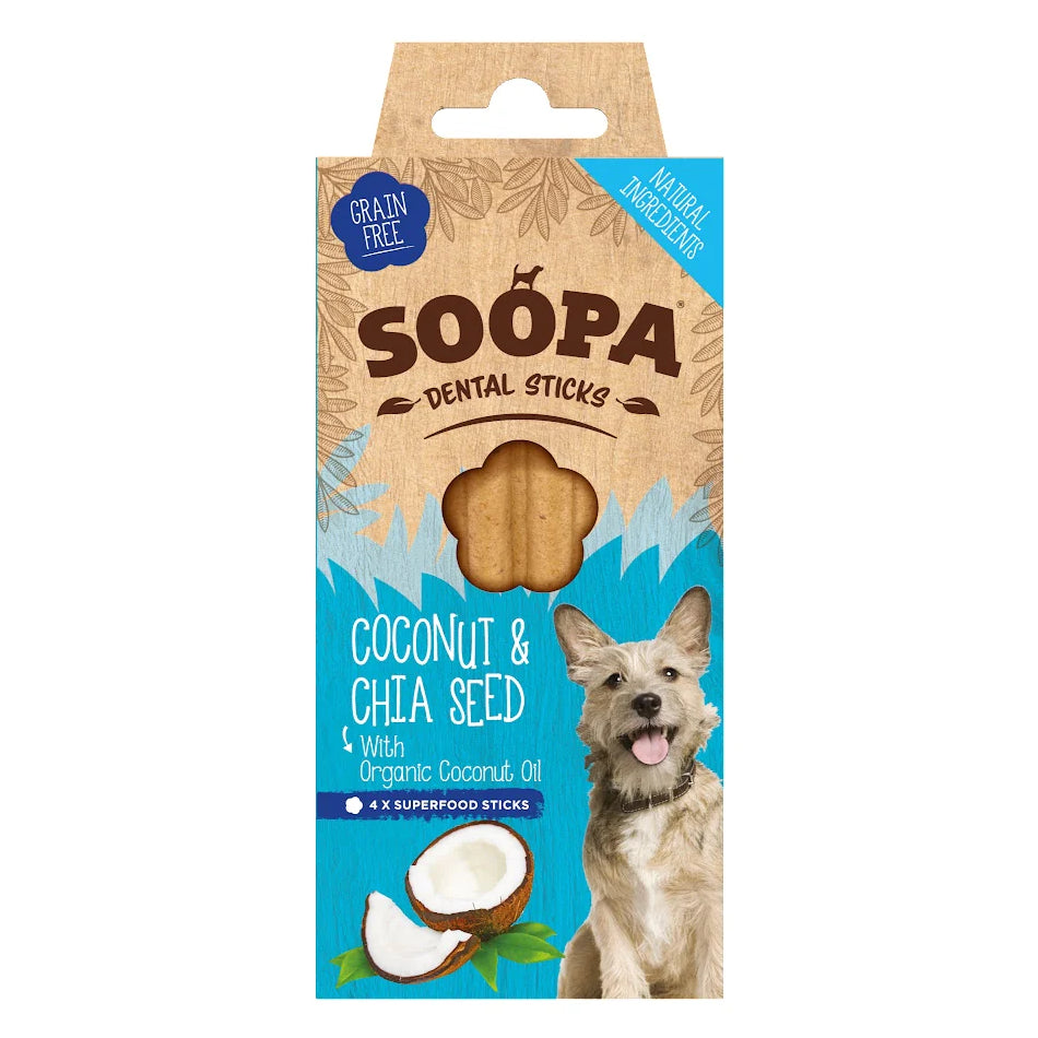 Soopa Dental Sticks Coconut & Chia Seed 4 Sticks 100g