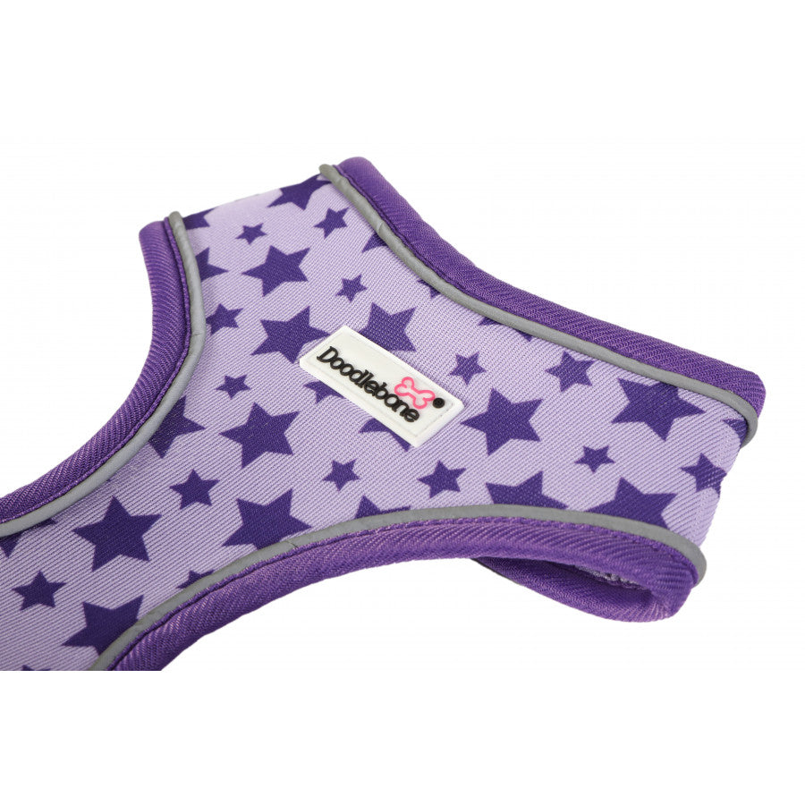 Doodlebone Originals Airmesh Dog Harness Violet Stars 6 Sizes