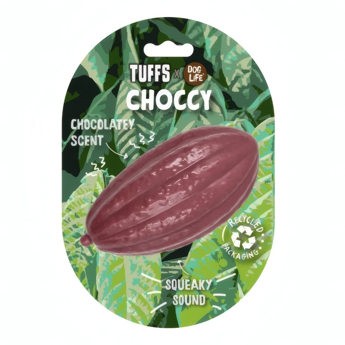 TUFFS x Dog Life Choccy Cocoa Pod Scented Squeaky Dog Toy