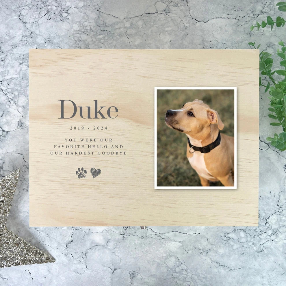 Personalised Sketch Photo Pet Memorial Keepsake Box 5 Sizes