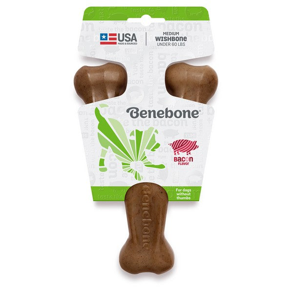 Benebone Wishbone Nylon Dog Toys Bacon Flavour 4 Sizes