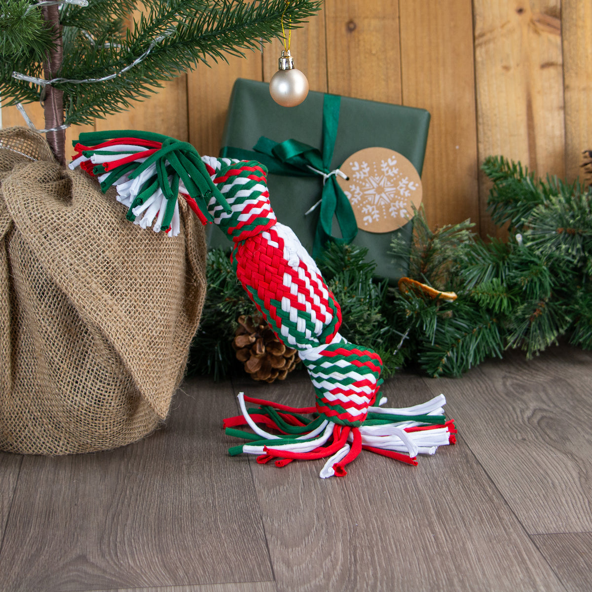 Ancol Christmas Dog Toy 2026 - Squeaky Christmas Cracker Rope