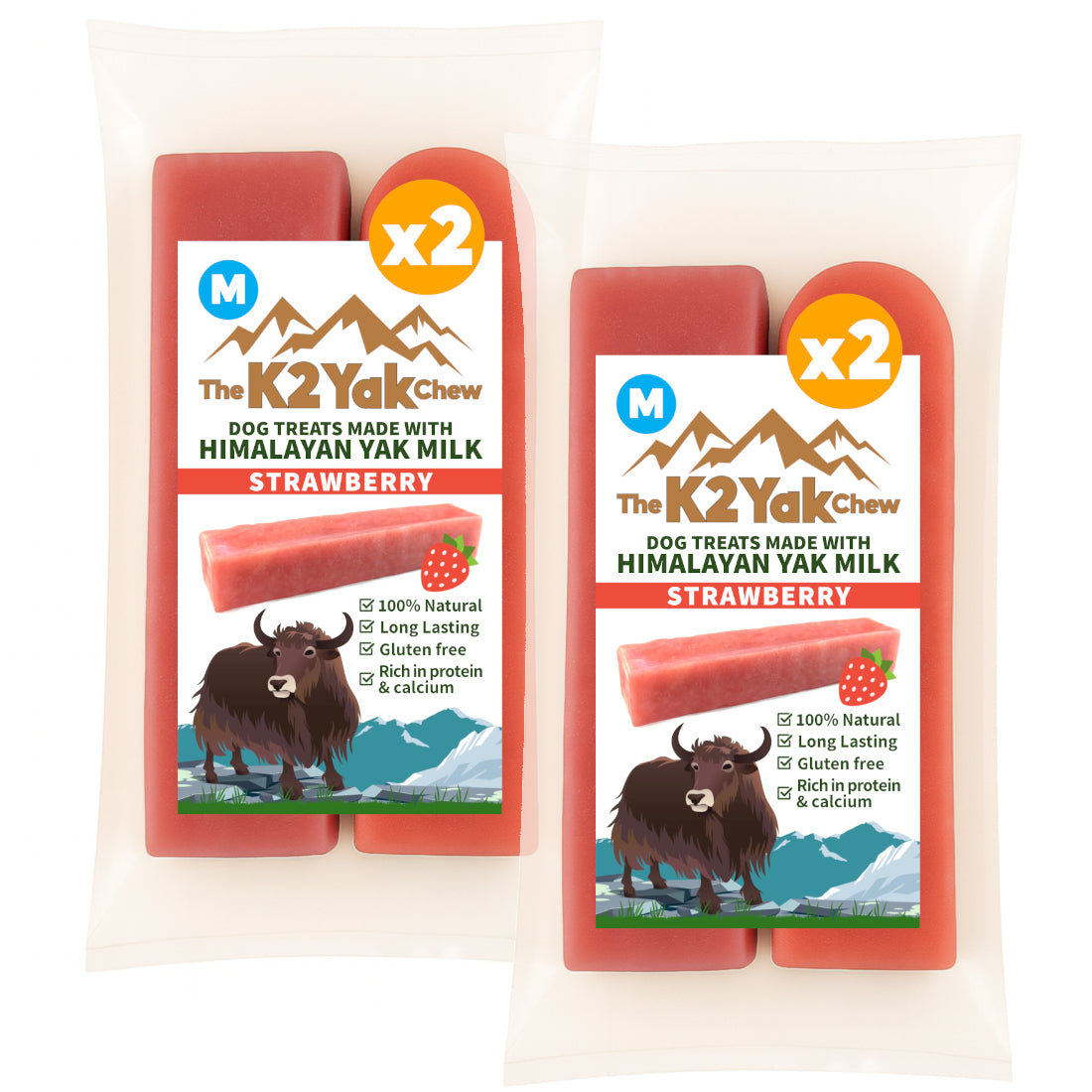 K2 Yak Chews Dog Treats Strawberry Medium