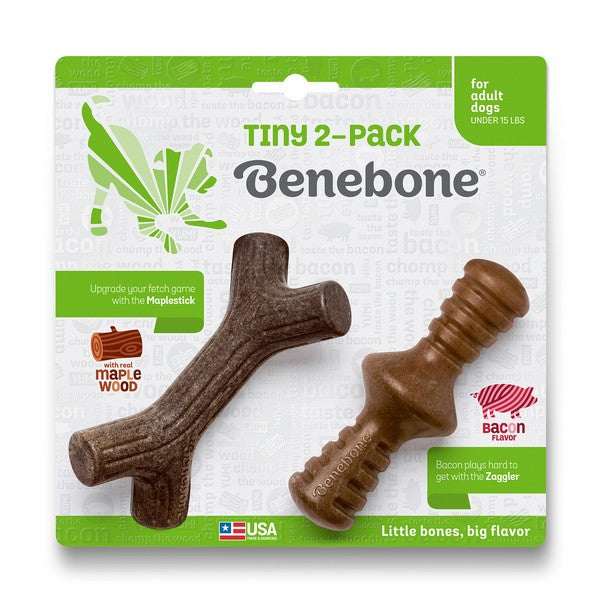 Benebone Tiny 2-Pack Maplestick & Zaggler Bacon Flavour