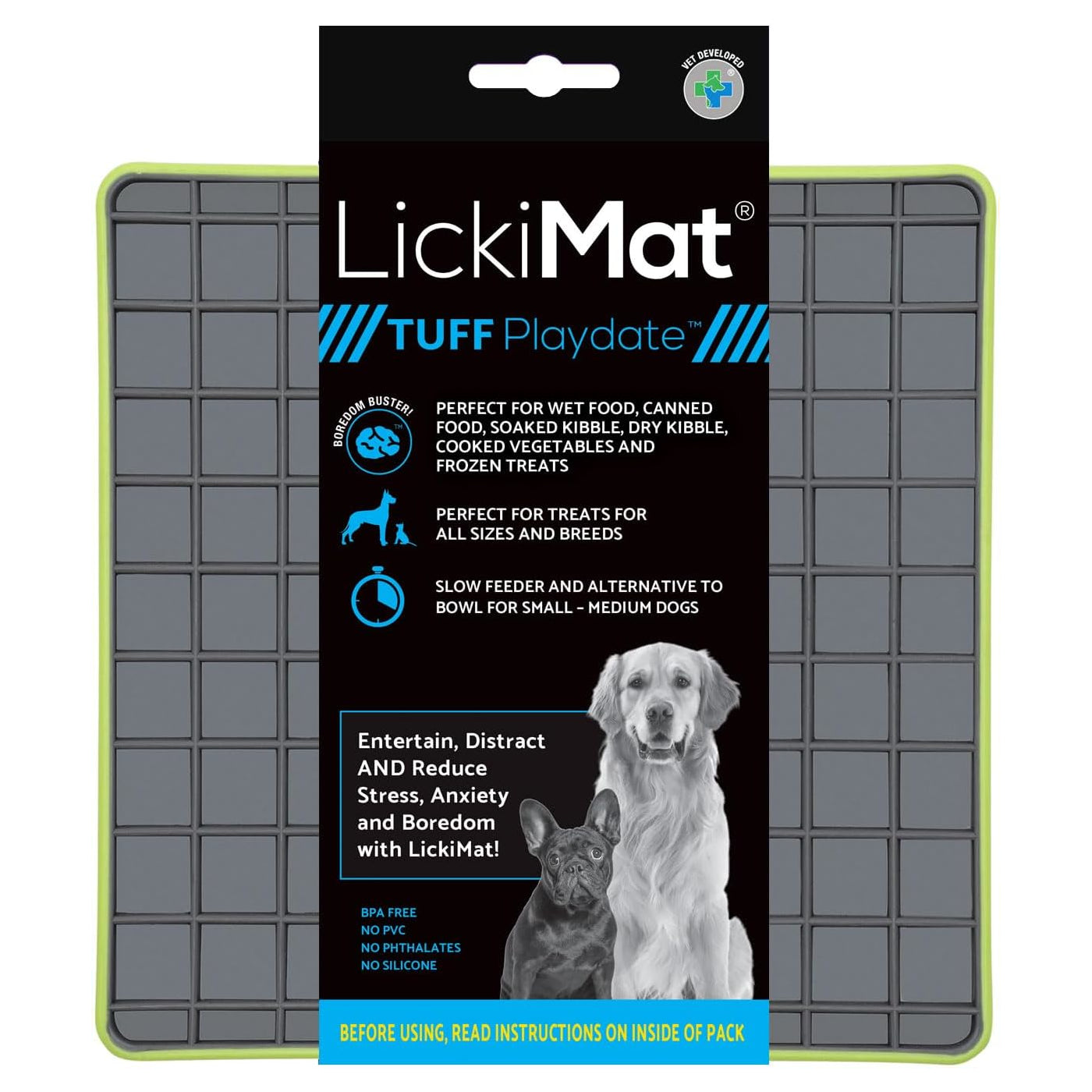 LickiMat Dog Lick Mats Slow Feeders Tuff Playdate 4 Colours