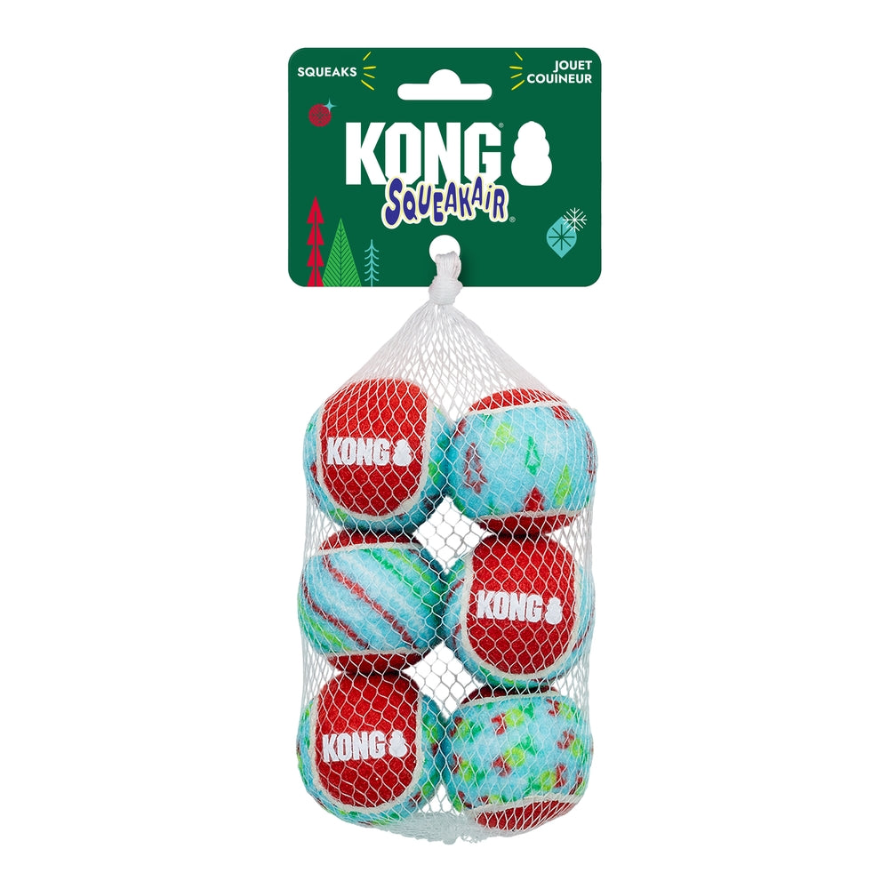 KONG Holiday SqueakAir Balls 6pk – 2026 Design