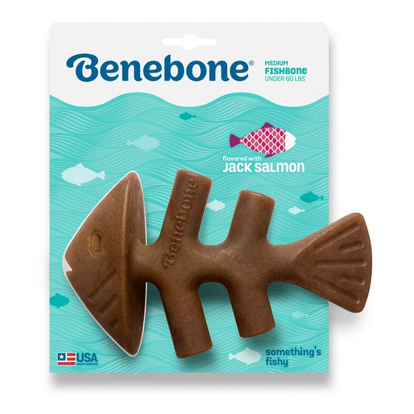 Benebone Fishbone Chew Nylon Dog Toys Jack Salmon Flavour 4 Sizes