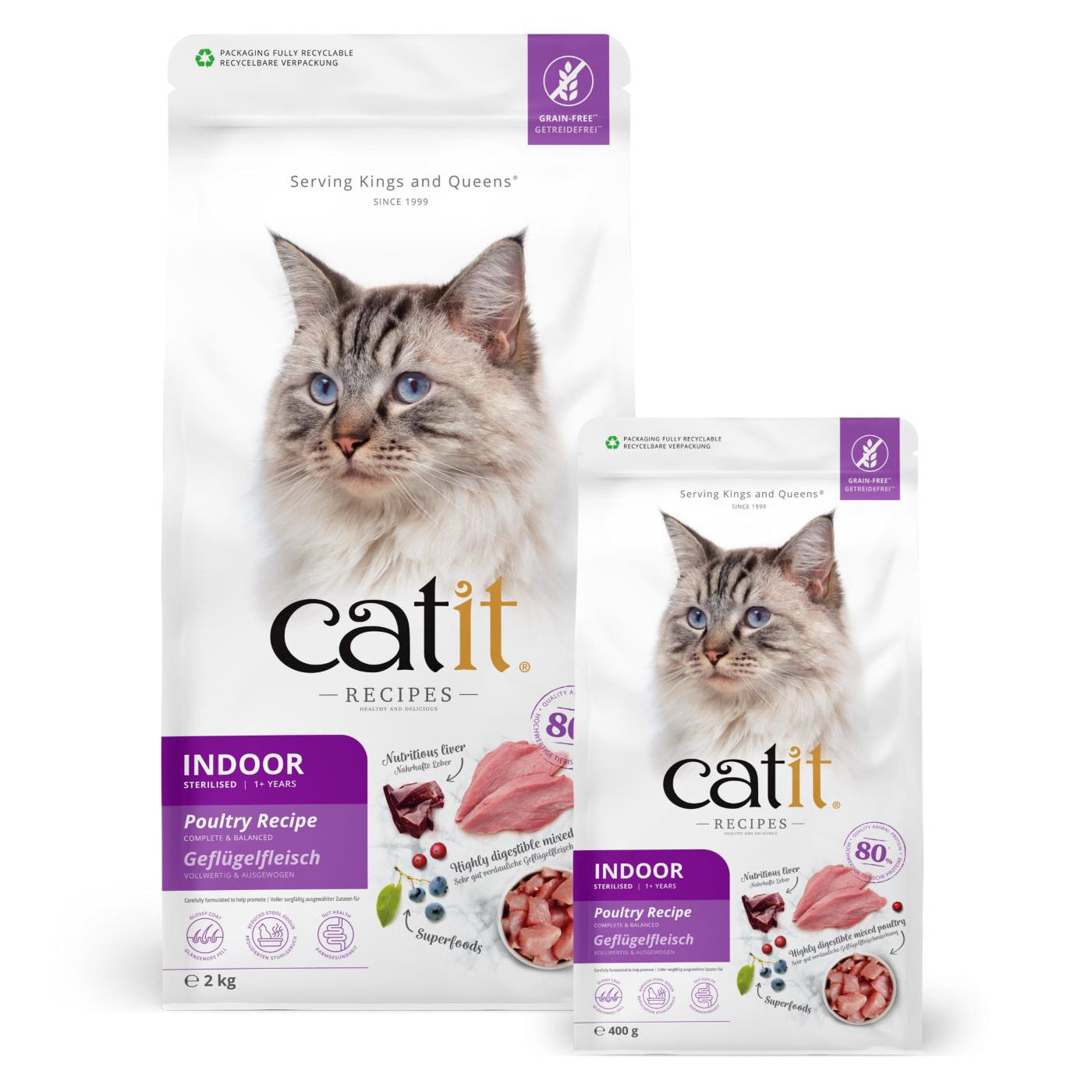 Catit Recipes Indoor Sterilised Poultry Dry Cat Food 400g/2kg