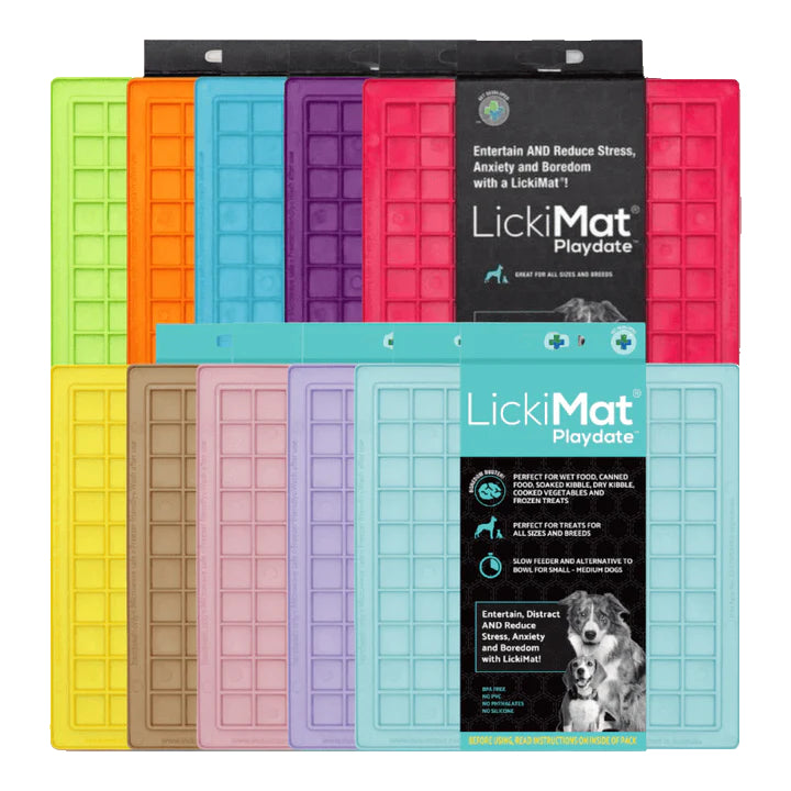LickiMat Dog Lick Mats Slow Feeders Classic Playdate 10 Colours