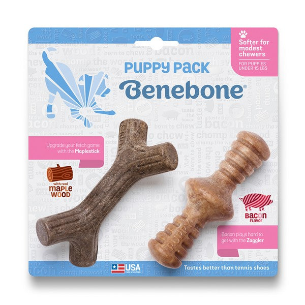 Benebone Puppy 2-Pack Maplestick & Zaggler Bacon Flavour