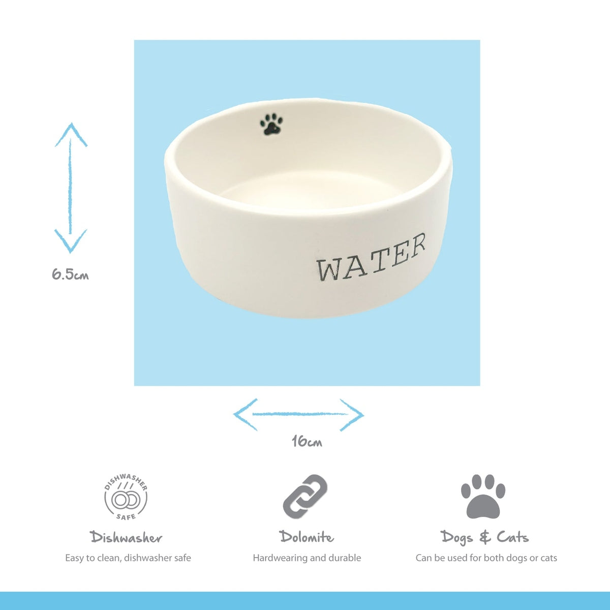 Happy Pet Paw Print Water Pet Bowl 16cm