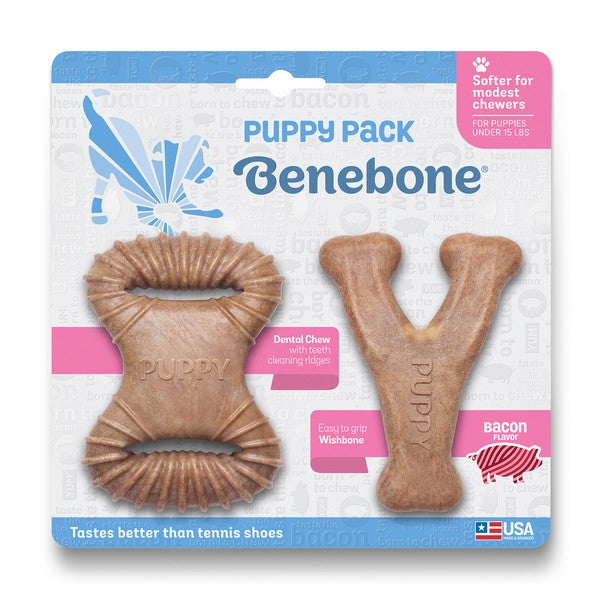 Benebone Puppy 2-Pack Dental Chew & Wishbone Bacon Flavour