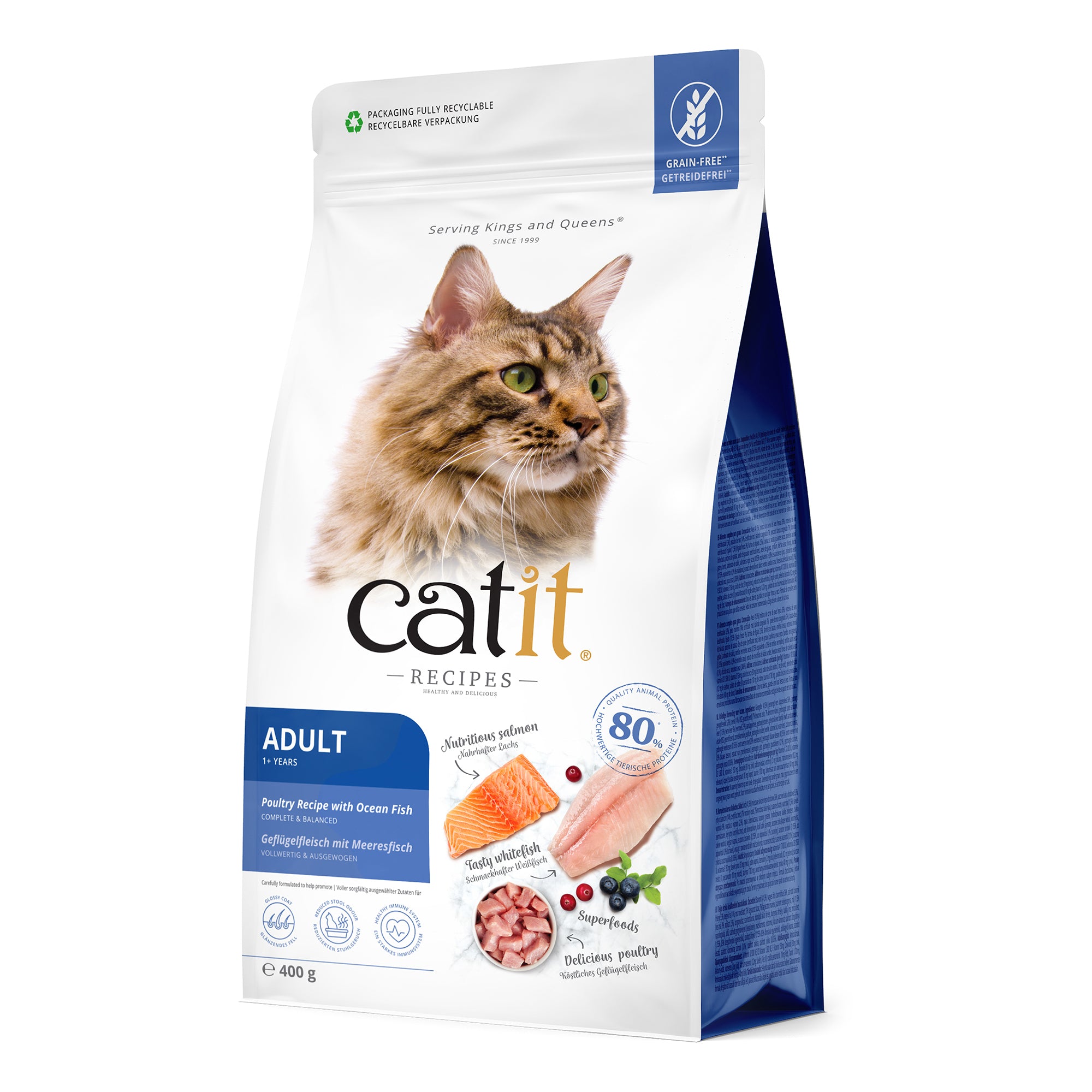Catit Recipes Adult Poultry with Ocean Fish Dry Cat Food 400g/2kg