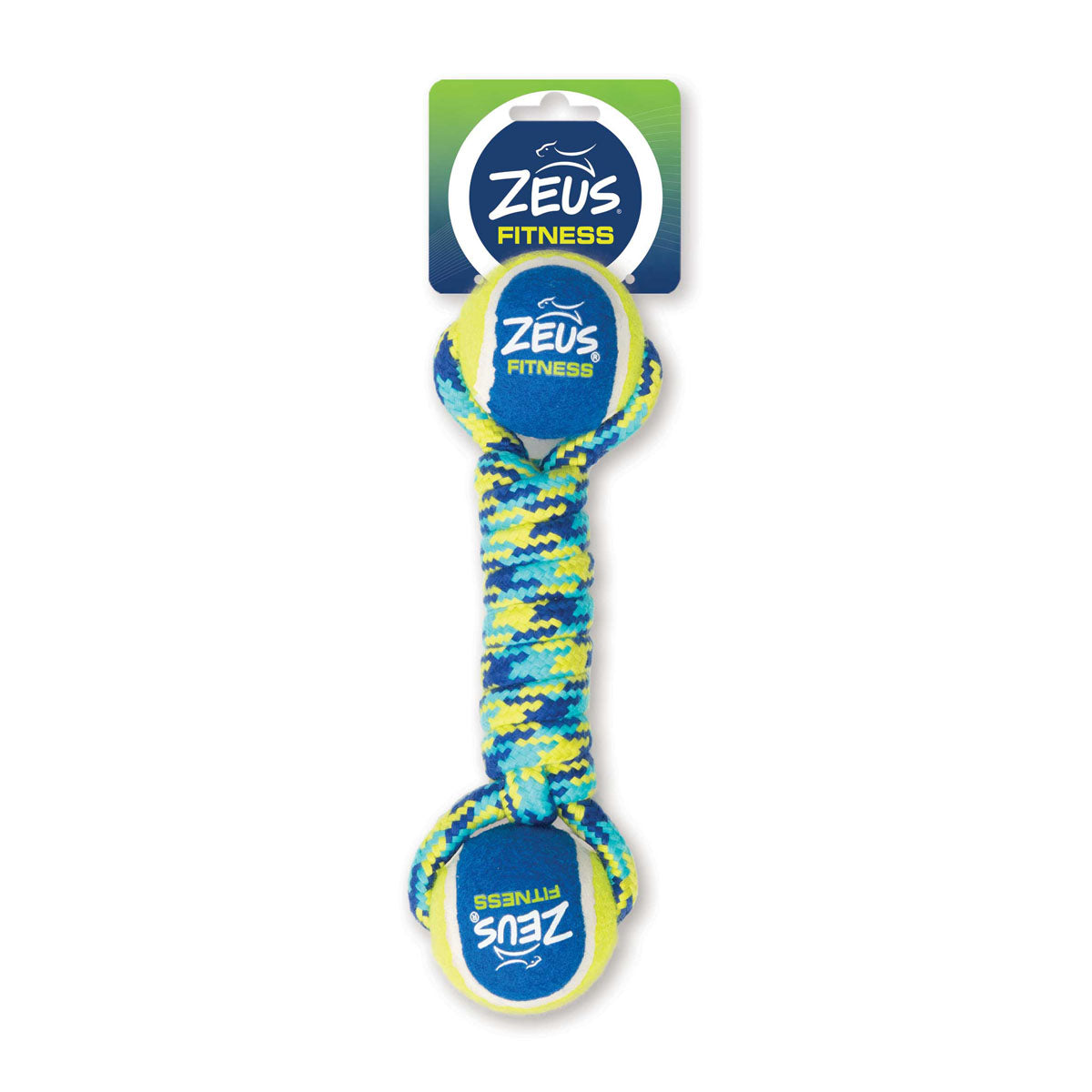 Zeus Fitness Dog Toys Double Tennis Ball Rope Dumbbell with Tennis Ball Medium 6.35cm
