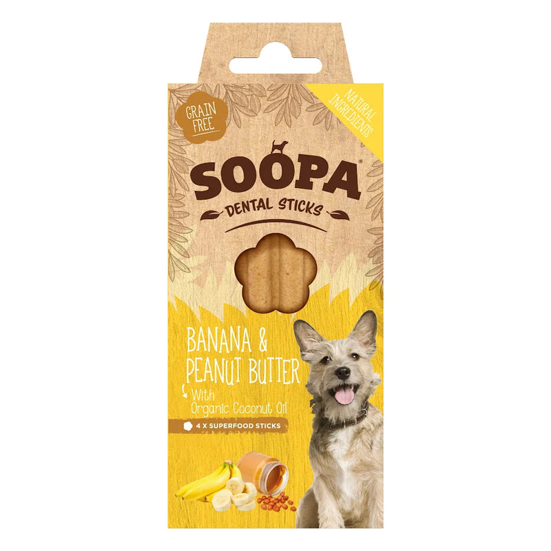 Soopa Dental Sticks Banana & Peanut Butter 4 Sticks 100g