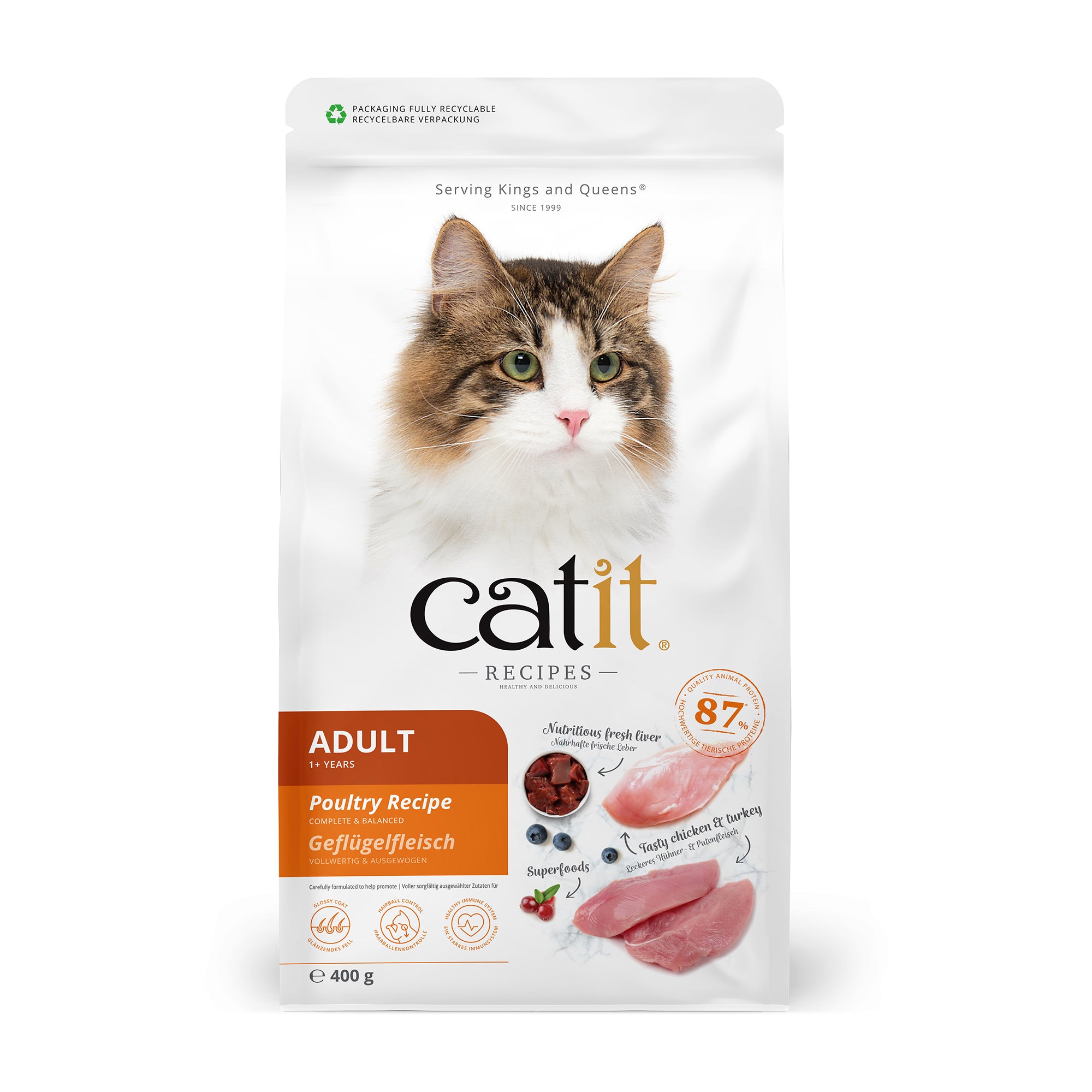 Catit Recipes Adult Poultry Recipe Dry Cat Food 400g/2kg