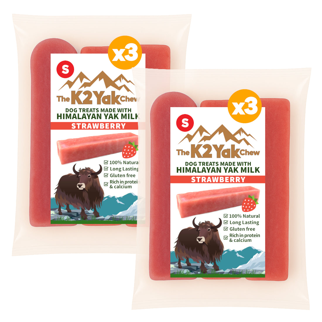 K2 Yak Chews Dog Treats Strawberry Small