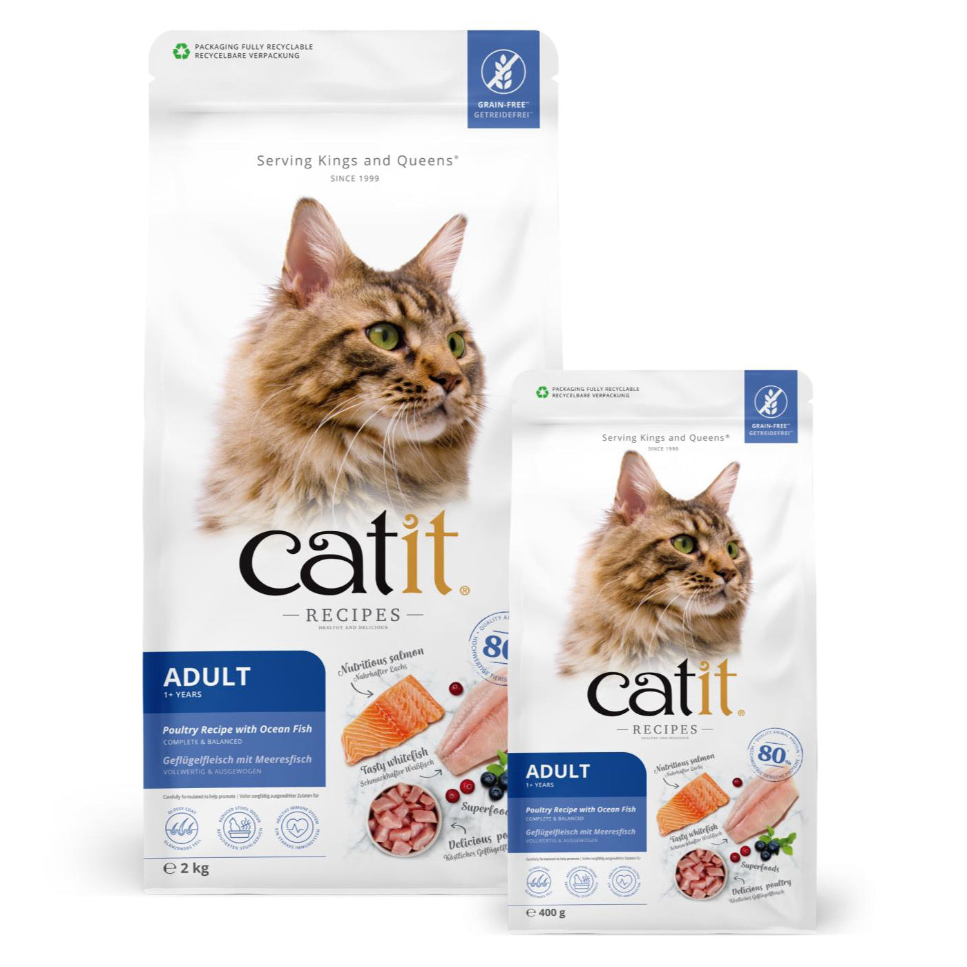 Catit Recipes Adult Poultry with Ocean Fish Dry Cat Food 400g/2kg