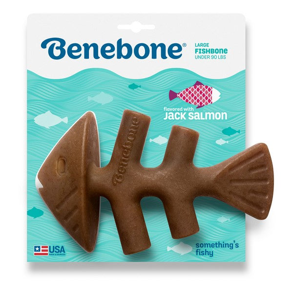 Benebone Fishbone Chew Nylon Dog Toys Jack Salmon Flavour 4 Sizes