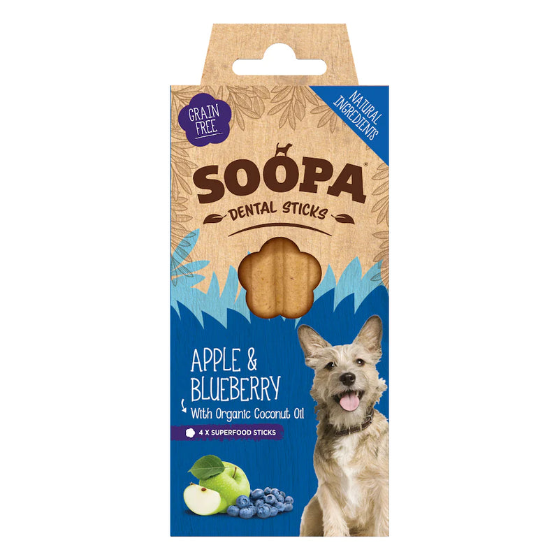 Soopa Dental Sticks Apple & Blueberry 4 Sticks 100g