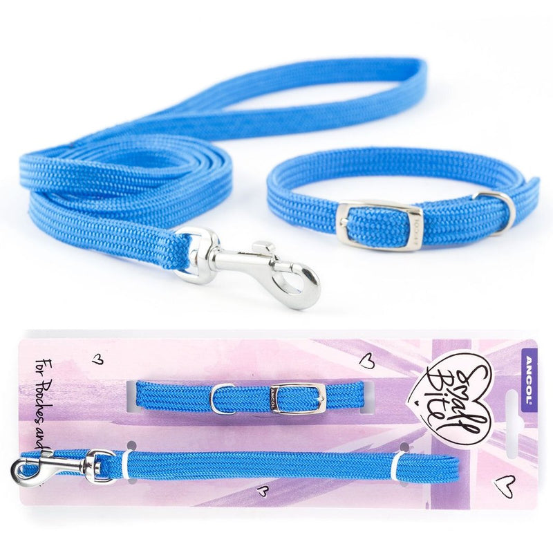 Ancol Puppy Small Bite Dog Collar & Lead Set Softweave Blue