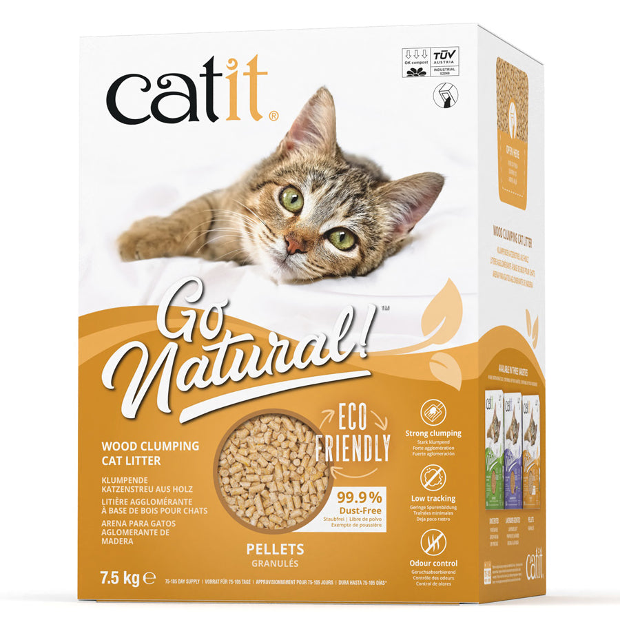 Catit Go Natural Wood Clumping Cat Litter Boxed Pellets 15L