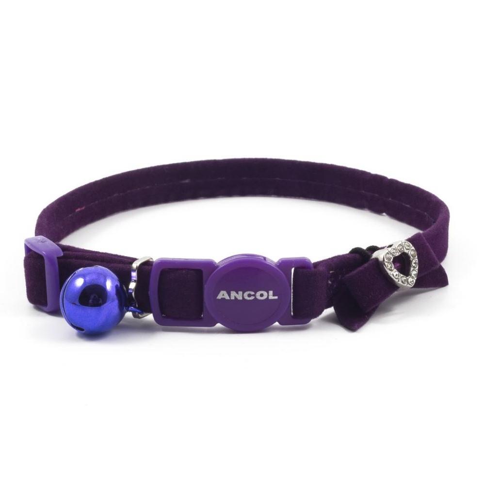 Ancol Cat Collar Velvet Jewel Diamante Purple
