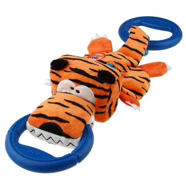 GiGwi Iron Grip Tiger Plush Tug Toy with TPR Handle