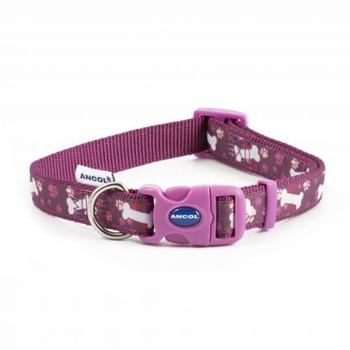 Ancol Dog & Puppy Collars Fashion Purple Bone 3 Sizes
