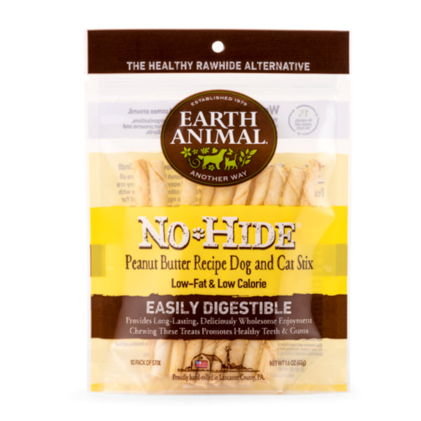 Earth Animal Peanut Butter No-Hide Dog Stix 10pk 45g