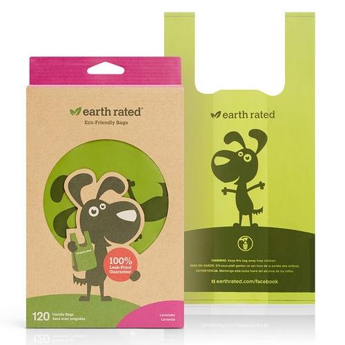 Earth Rated 120 Poo Bags Easy-Tie with Handle Lavender Scented