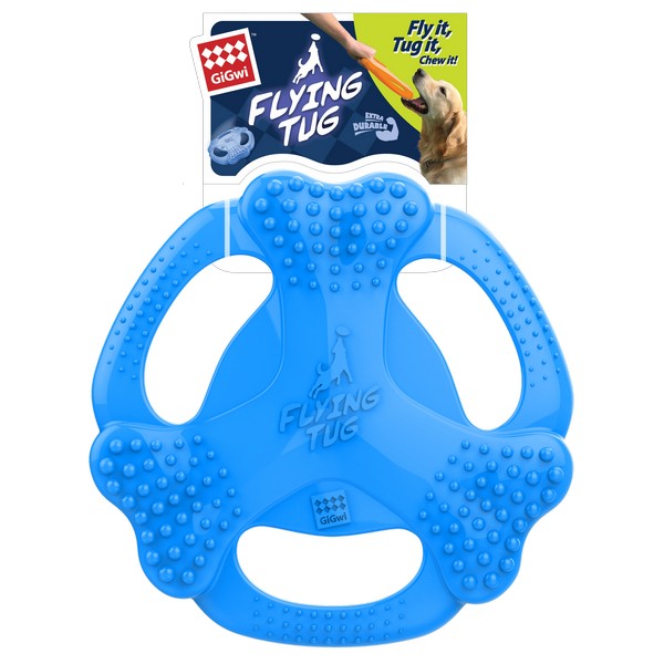 GiGwi TPR Frisbee Bone Flying Tug Blue