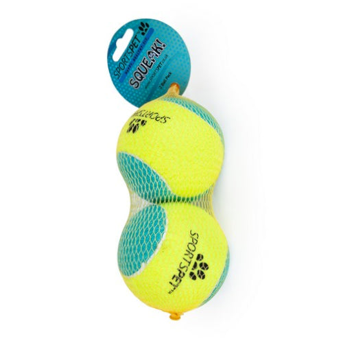SPORTSPET Large Squeak Tennis Balls 80mm Pack of 2