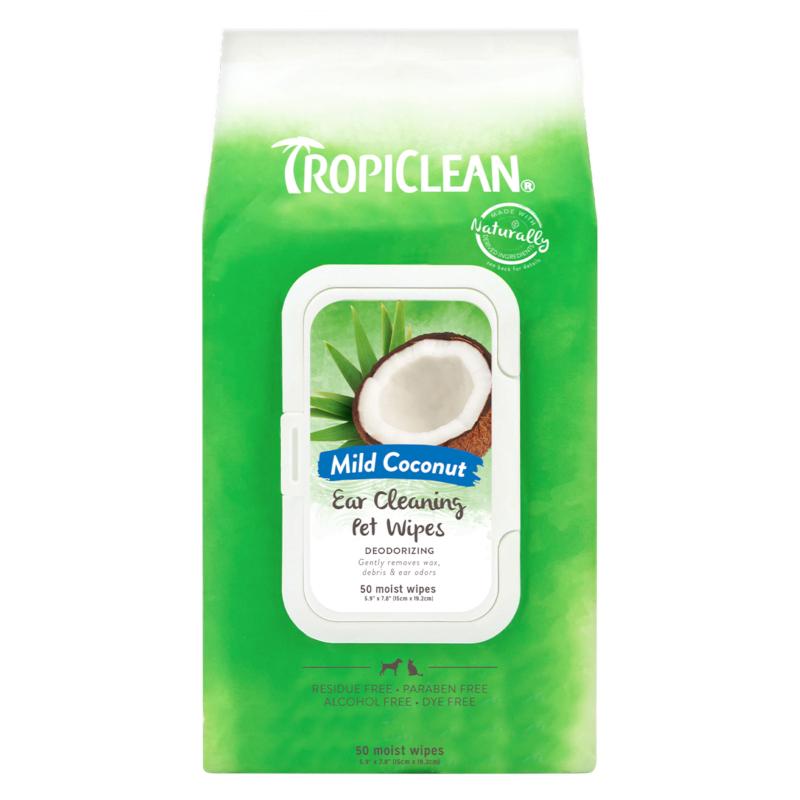 TropiClean Deodorizing Ear Cleaning Wipes for Dogs & Cats x 50