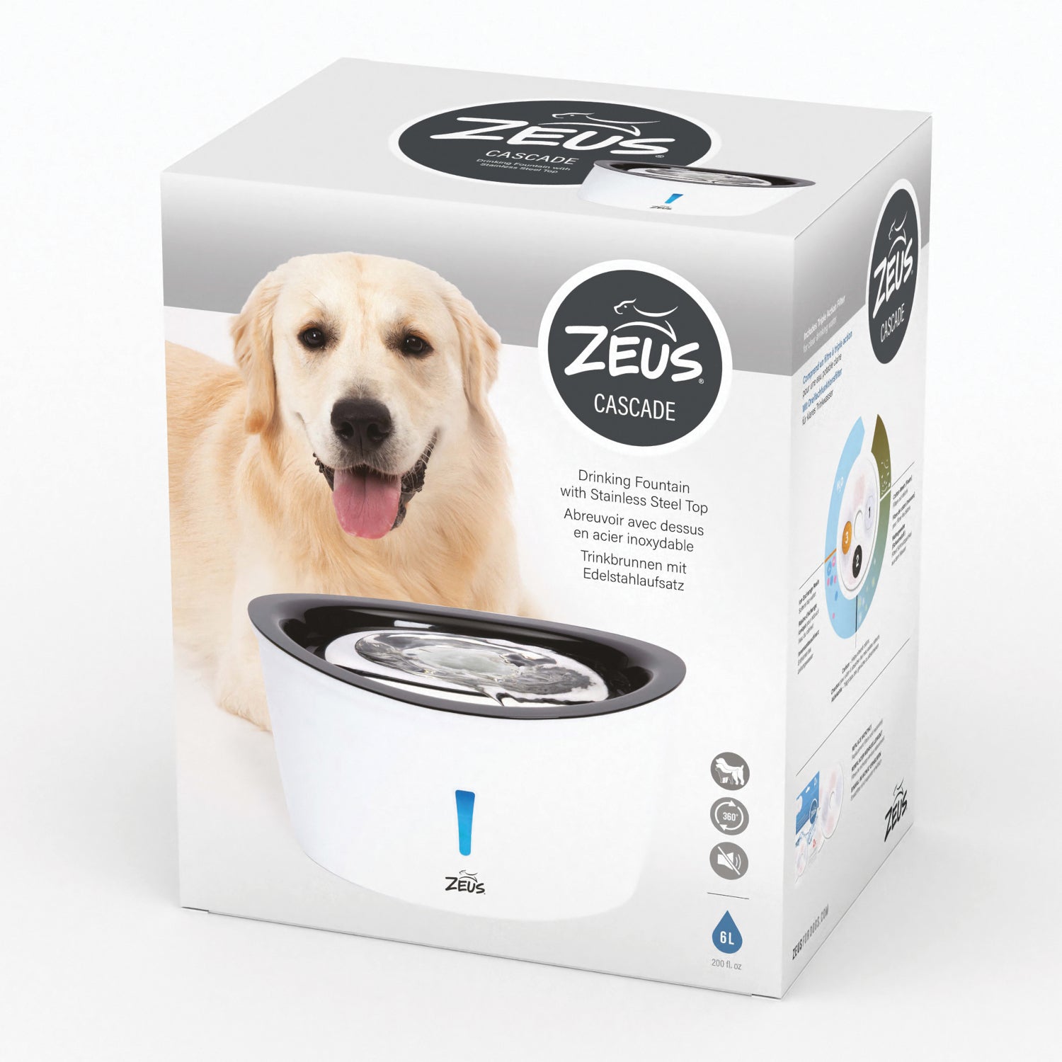 Zeus H2EAU Dog Drinking Fountain Stainless Steel 6L