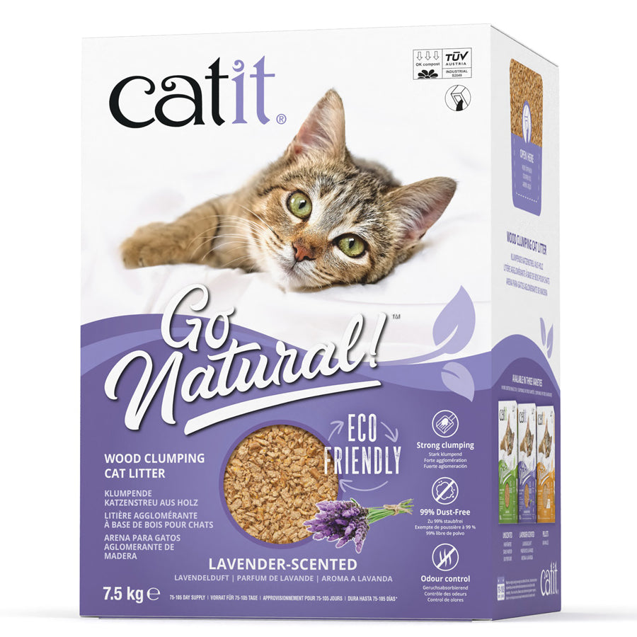 Catit Go Natural Wood Clumping Cat Litter Boxed Lavender 15L