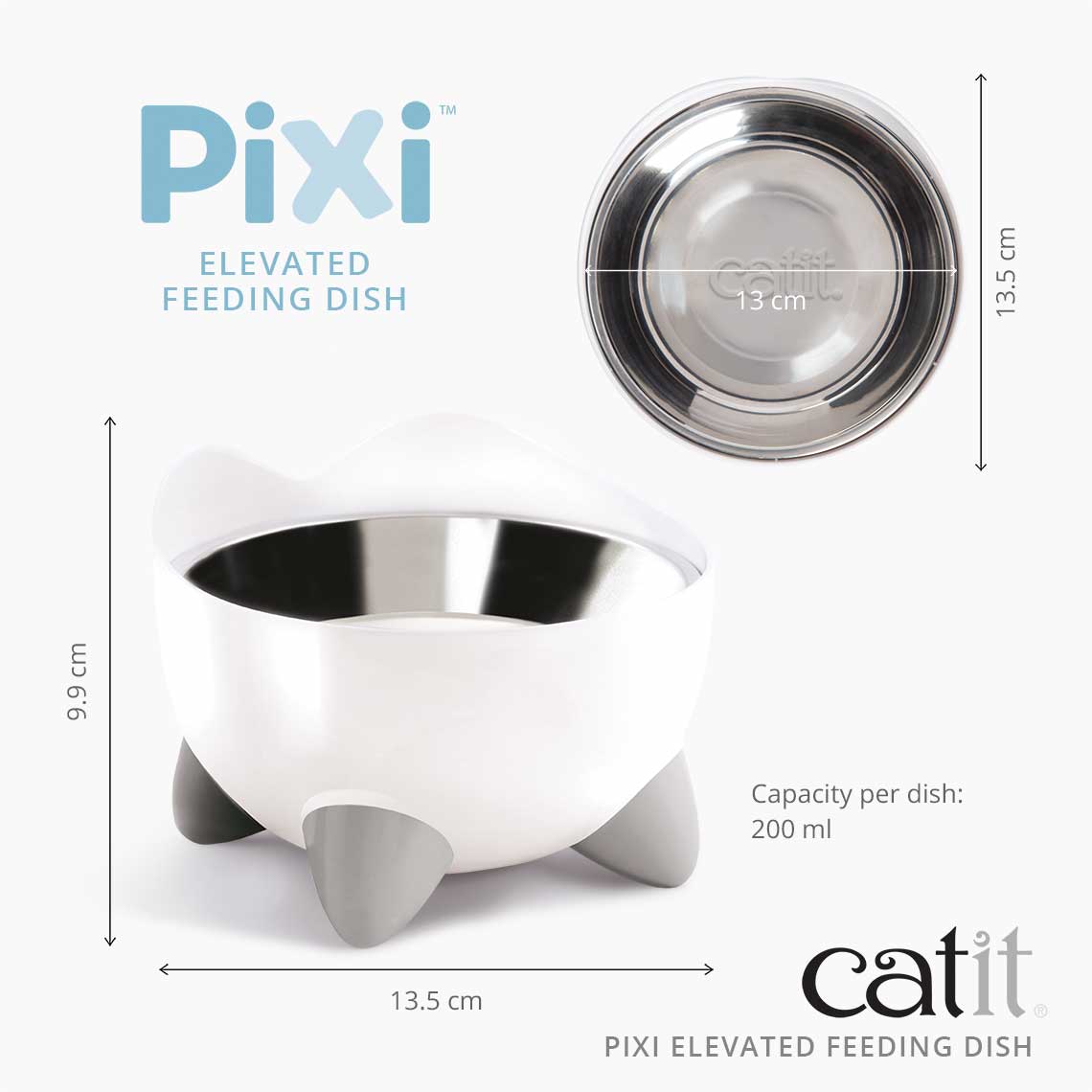 Catit Pixi Elevated Feeding Dish White