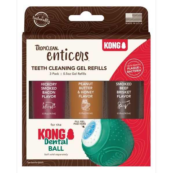TropiClean Enticers Teeth Cleaning Gel Variety Pack for KONG Dental Ball