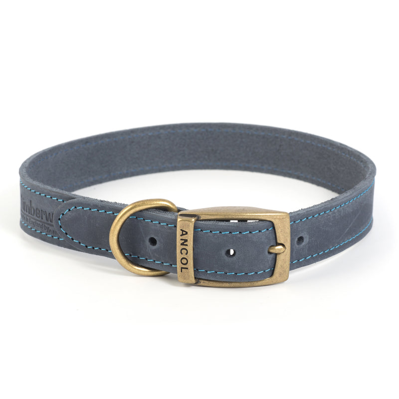 Ancol Timberwolf Leather Collars Blue 8 Sizes