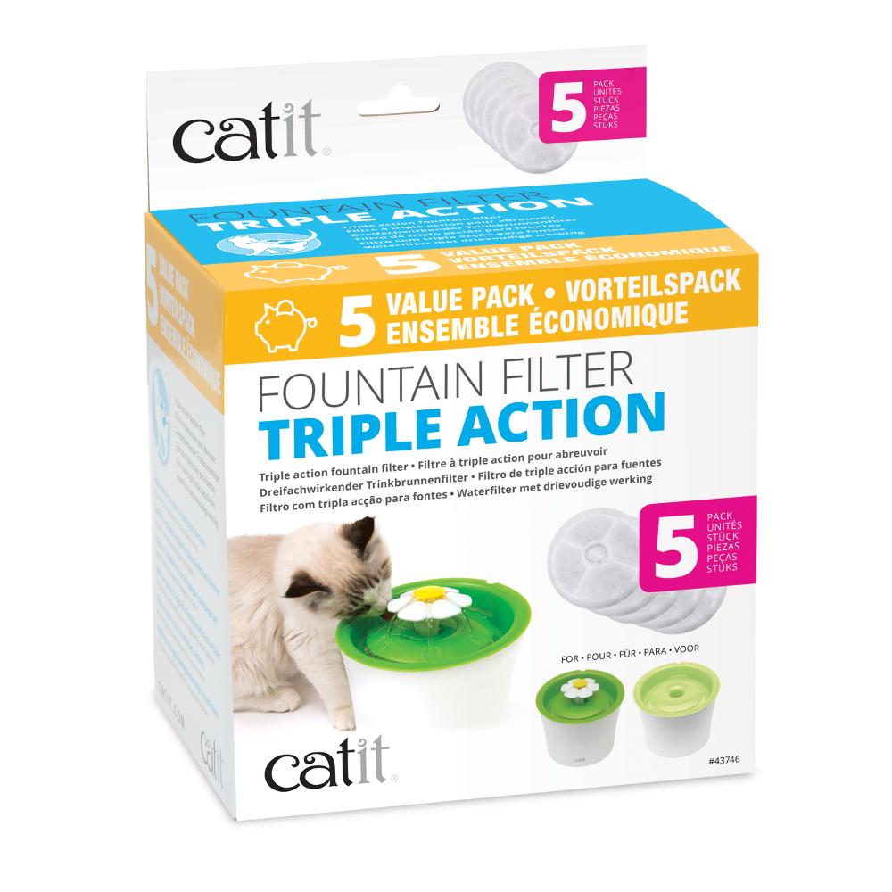 Catit Flower Fountain Triple Action Replacement Filters Pack of 5