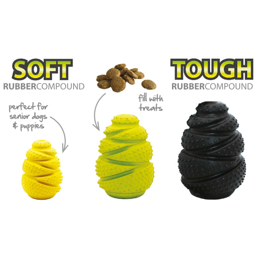 Grrrelli Rubber Tough Dog Toys Treat Fillers Tugger w. Rope 3 Sizes