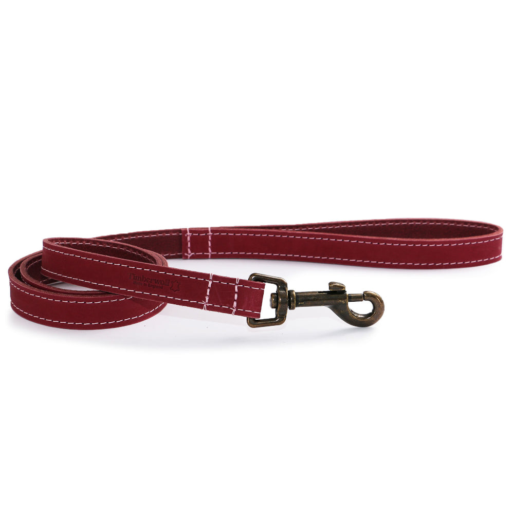 Ancol Timberwolf Leather Leads Raspberry 2 Sizes
